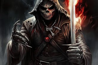 do a unique fantasy horror character art