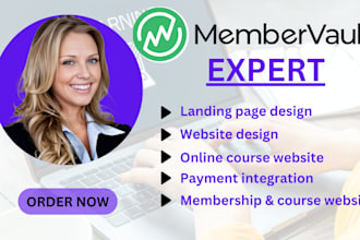 design an online course website on thinkific teachable kajabi membervault podia
