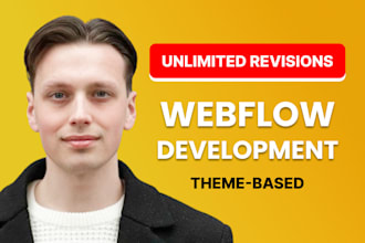 build a fast webflow website based on a premium template, cms structure, mobile
