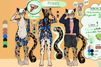 draw furry reference sheet, furry art, reference sheet, fursona character sheet