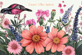 craft a beautiful botanical or floral illustration