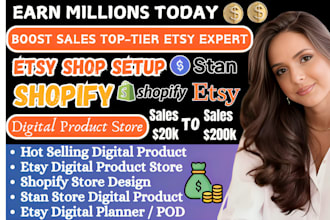 gumroad, etsy shop, stan store shop, shopify digital product or etsy seo listing