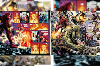 draw comic book, graphic novel, storyboard, comic cover, character design, manga