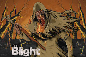 draw a retro vintage comic illustration with dark art style