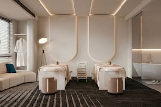 do 3d renders of beauty hair salon, spa, skincare clinic