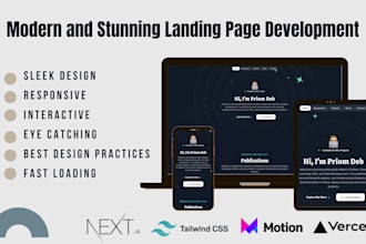 develop modern and stunning landing page using nextjs