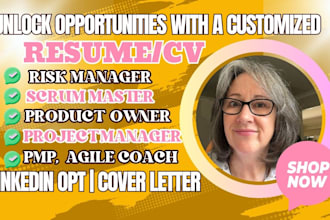 do an ats optimized resume for project management, agile coach, pmp and pmo