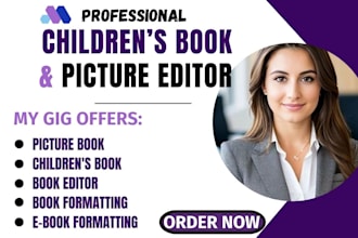 edit picture book, children book as ebook editor and book formatting for kids