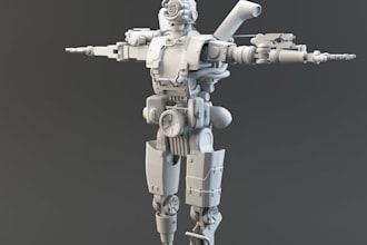 futuristic 3d game machine mech, robot, scifi model, retexture, ue5 rig, animate
