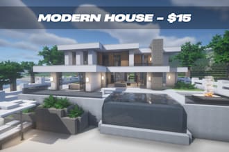 build a modern house, mansion, or skyscraper in minecraft