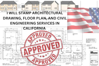 stamp architectural drawing, floor plan, and civil engineering in california
