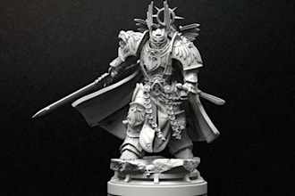 custom 3d figure, miniature model, tabletop mini fantazy, dnd with assets, props