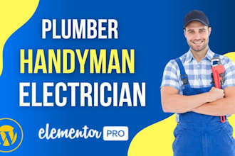 design electrician, cleaning, plumbing or website with elementor pro