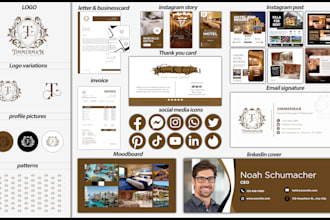do luxury signature logo design, branding kit and brand identity kit