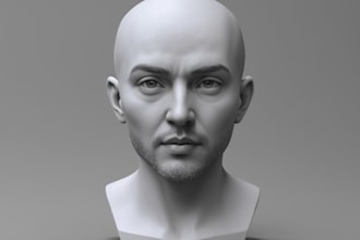 sculpt realistic 3d face, 3d head bust model, miniature sculpture, 3d sculpting