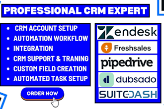 setup pipedrive freshsales zendisk zap dubsado suitedash workflow and automation