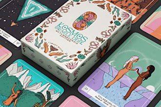 draw custom zodiac oracle fantasy tcg tarot playing card game with box design