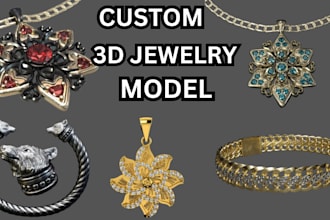 do 3d jewelry model, 3d bracelet, 3d pendant, 3d ring for 3d printing