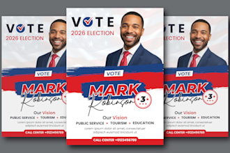 design a unique political flyer, poster, banner and postcard