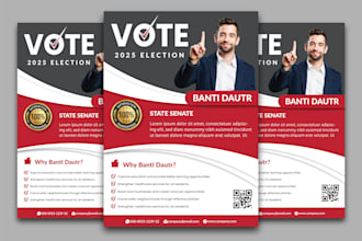 design a unique political flyer, poster, banner and postcard