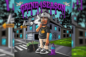 draw cartoon album mixtape cd ep song single spotify hiphop cover art gta style