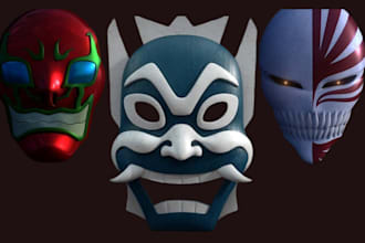 do 3d mask model 3d helmet cosplay 3d face mask 3d oni mask