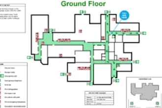 design fire emergency evacuation plan, map, diagram