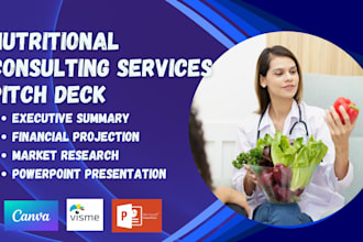 design an investor ready nutritional consulting services pitch deck