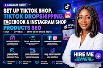 set up tiktok shop, tik tok dropshipping, facebook, instagram shop, products SEO
