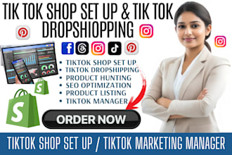 set up tiktok shop, tik tok dropshipping, facebook, instagram shop, products SEO