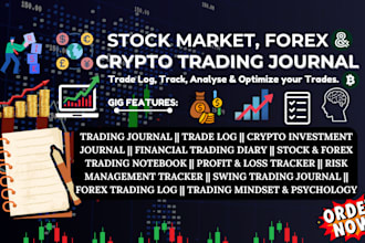 design fillable pdf stock trading journal, forex, crypto, trading diary, planner