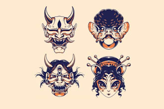 do attractive japanese mask logo for your illustration