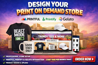 design print on demand store, print on demand with printful, printify, gelato