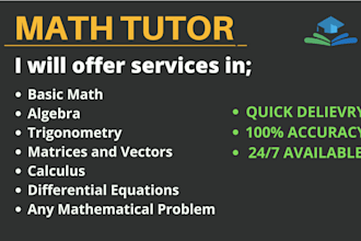 tutor for calculus, maths, statistics, linear algebra