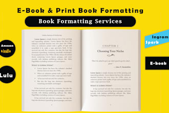 do book formatting, book layout design, kindle ebook format