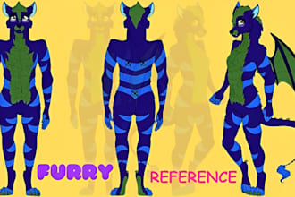 draw furry character reference sheet fursona nsfw anime vtuber furry art design