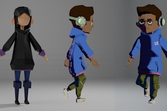 model retro ps1, ps2, psx, n64, y2k style low poly 3d game character model