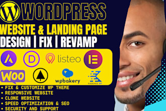 wordpress website redesign, wordpress development using elementor pro divi astra