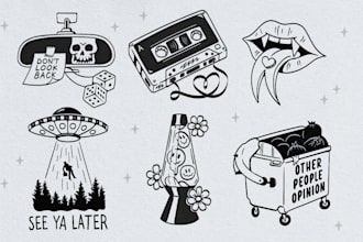 line art designs for tattoo stickers and more