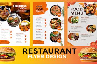 create food menus, restaurant menus, and fast food flyers