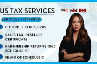 prepare business tax, 1120s, s corp ,us tax return , sales tax, 1065, 1040