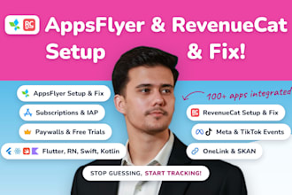 integrate appsflyer, revenuecat sdk, in app purchase into android ios flutter