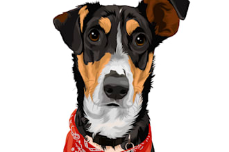 draw custom pet portrait into vector illustration