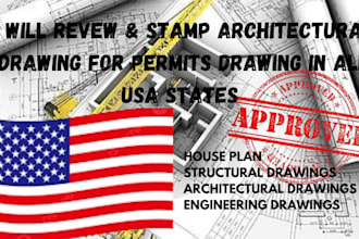 draw, stamp construction drawings architectural drawing, structural drawing USA
