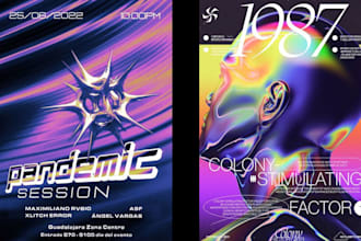 techno event music poster party flyer 90s groove rave poster motion flyer club