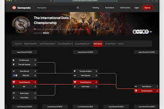 create a complete tournament website, gaming website, and esports website
