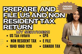 prepare efile US tax return file personal corporate 1120 1040 1065 5472 llc cpa