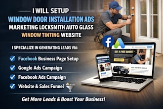 setup window door installation ads locksmith auto glass window tinting website