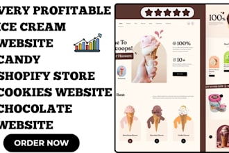 design ice cream shopify store flower chocolate store food candy cookies website