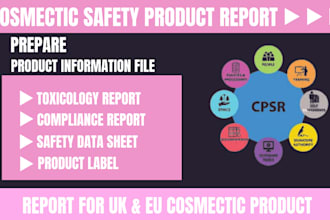 prepare cosmetic safety product report cpsr, msds, pif, sds, product label